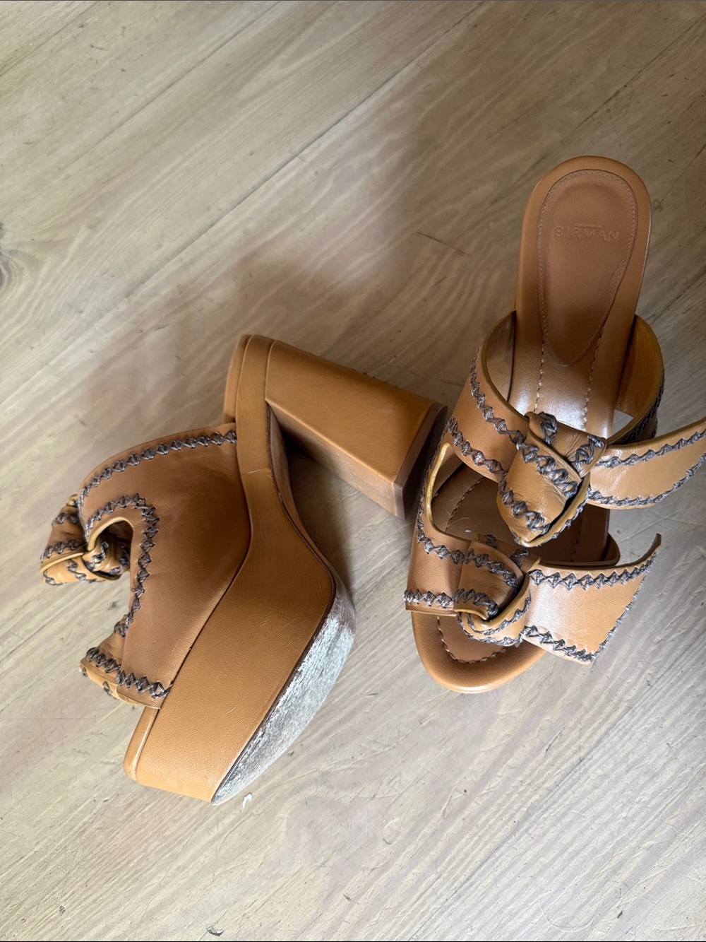 Birman said Leather Platform Heel Sandals, size d, worn once